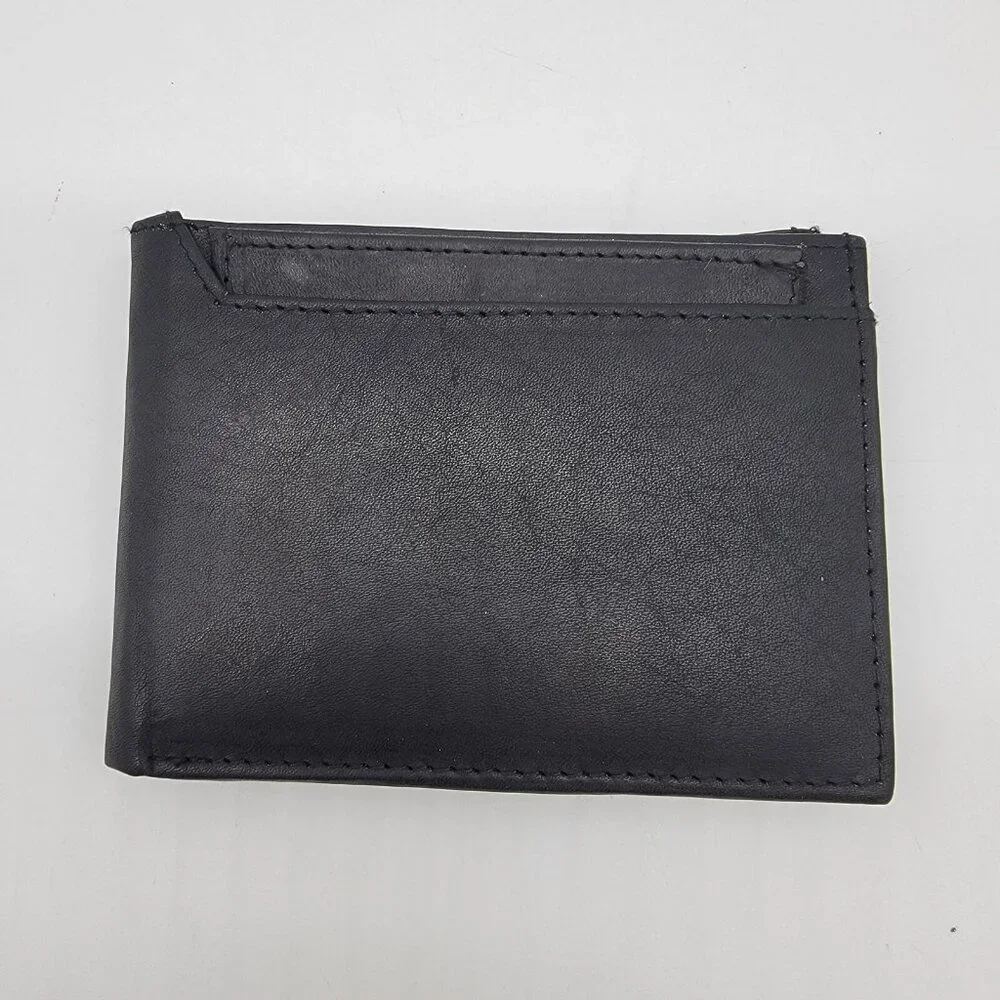 NEW Leather Wallet Credit Card & ID Holder‎ Genuine Leather Black Men's MARSHAL